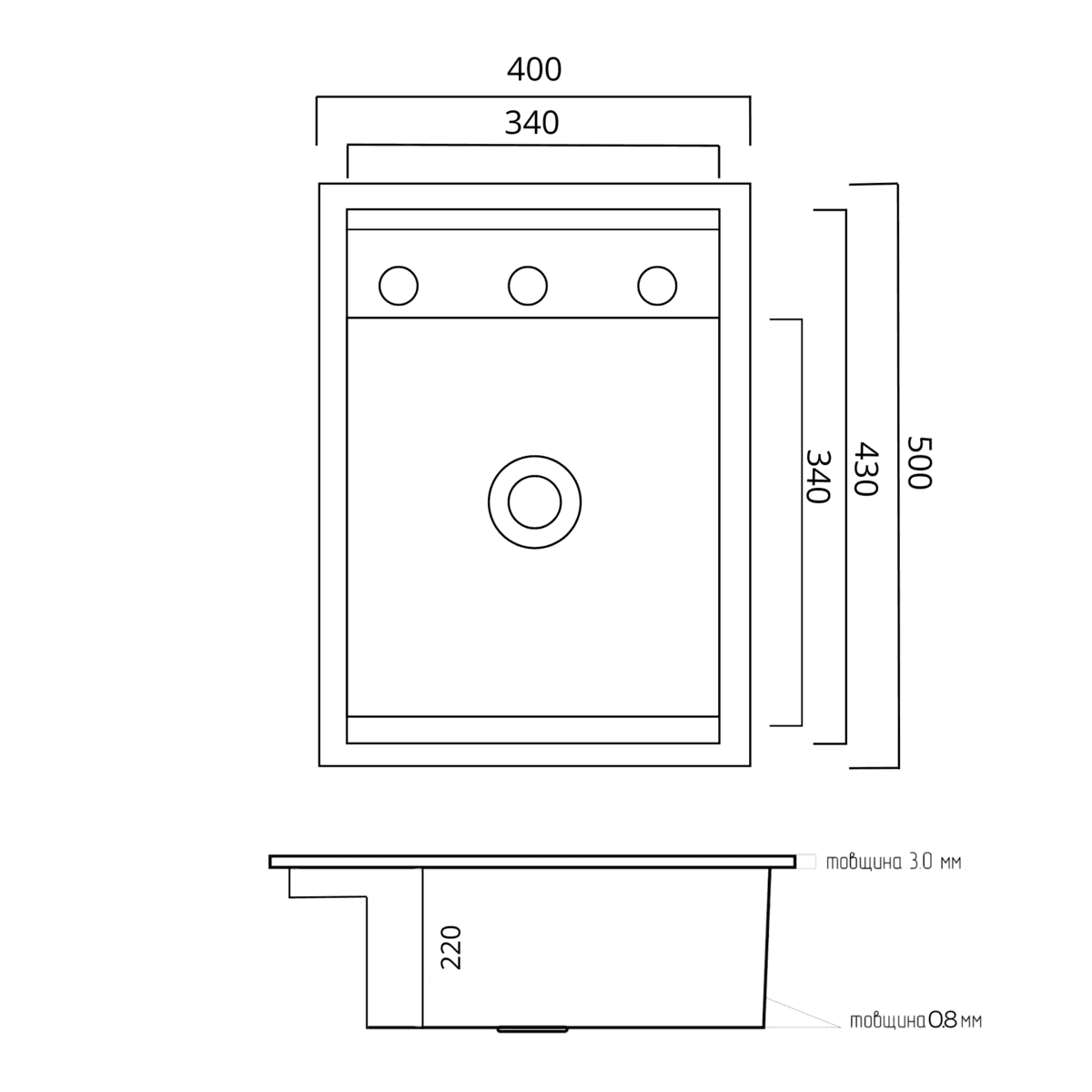 Мийка кухонна Handmade TZ 4050 прихована Satin Brash PLATINUM