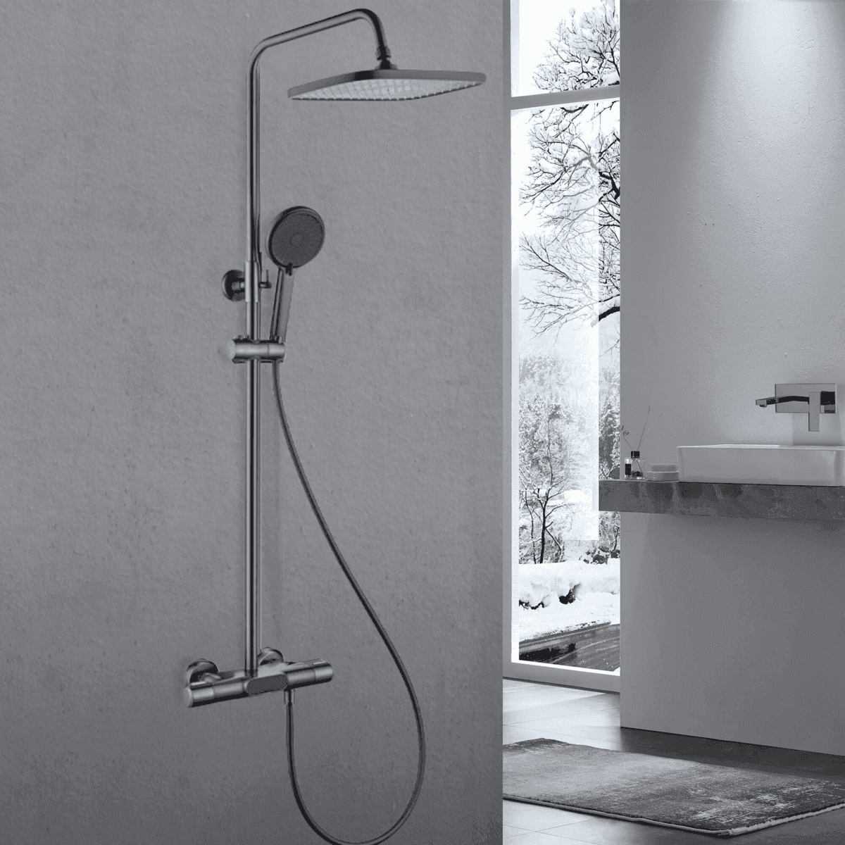 Душова система NES892 з термостатом PVD Black PLATINUM