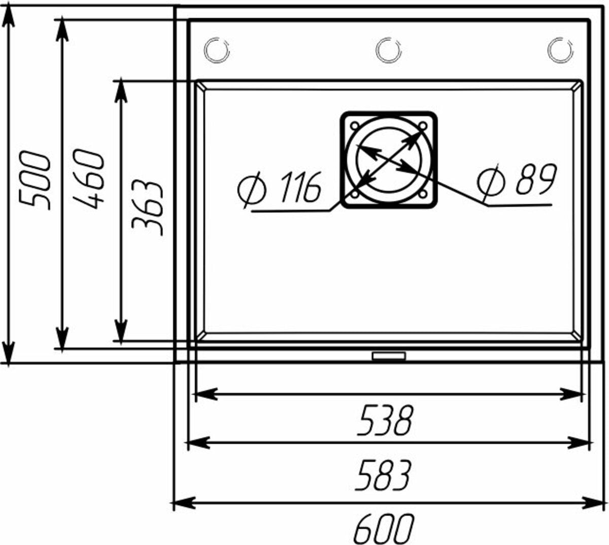 Мийка кухонна гранітна 6050 SHERLIT матова (Карбон) VALESO