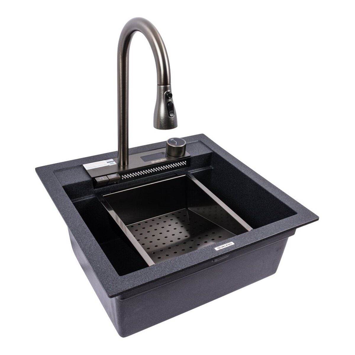 Мийка кухонна гранітна 5149 VIVA матова з змішувачем (Карбон) VALESO